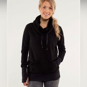 Black Lululemon Don’t Hurry Be Happy Cowl Neck Funnel Fleece Sweatshirt. Size 4